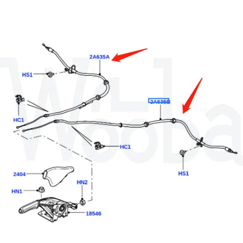 Wooba Hand Brake Cables for Land Rover Freelander 2 (2.2TD) LR007496 LR014431 LR008807 LR001032 LR032042 LR041424 LR032040