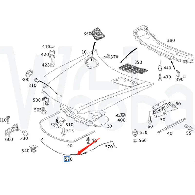 Wooba Hood Release Bowden Cable for 2006-2012 Mercedes Ben GL350 GL450 ML350 ML63 1648800259 A1648800259