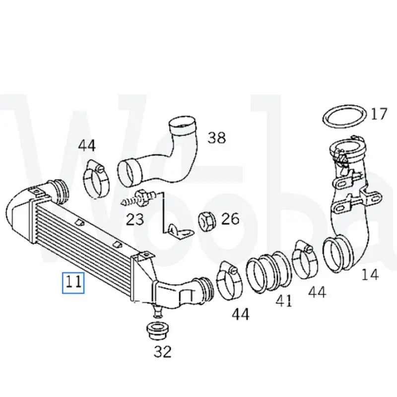 Wooba Intercooler Charge Air Cooler Fit 1999 2000 Mercedes-Benz C230 2.3 L4 2025000600 202 500 06 00