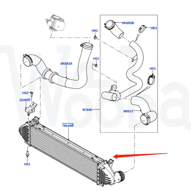 Wooba LR031466 Intercooler Compatible with Land Range Rover Discovery Freelander Evoque 2.2 D 2006