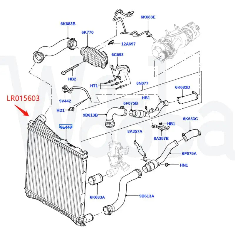 WOOBA LR015603 E259 Intercooler Charge Air Cooler Fits 06-10 Range Rover Sport 14-16 Discovery