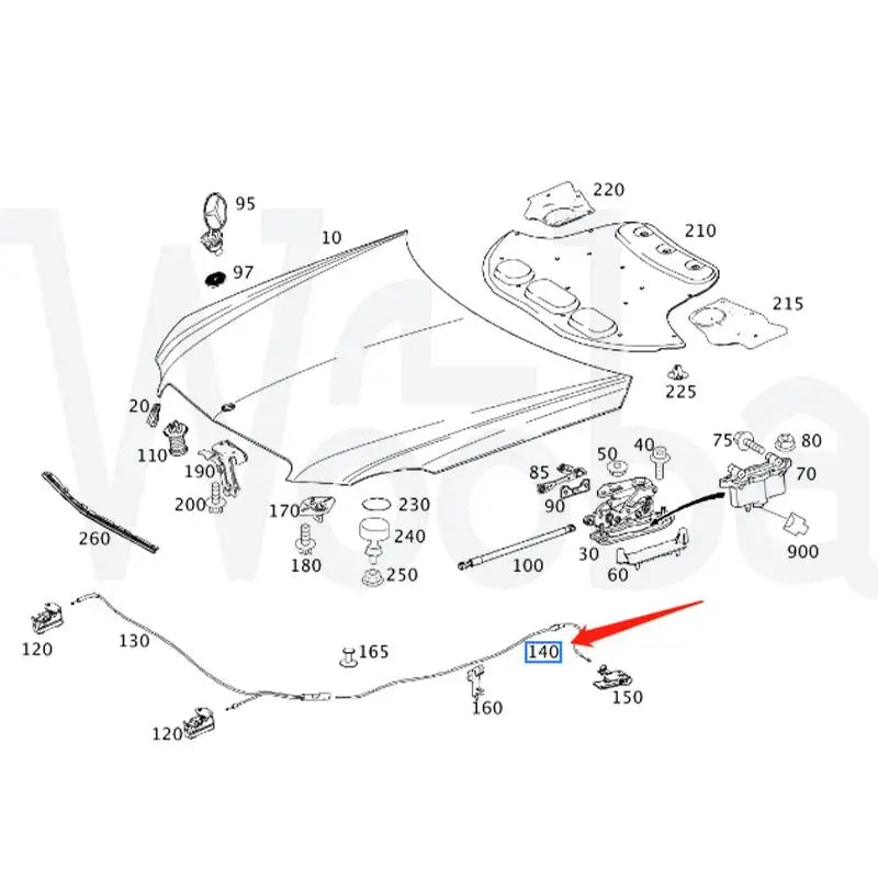 Wooba 2128800459 A2128800459 Car Rear Hood Control Cable for Mercedes-Benz W212 W218