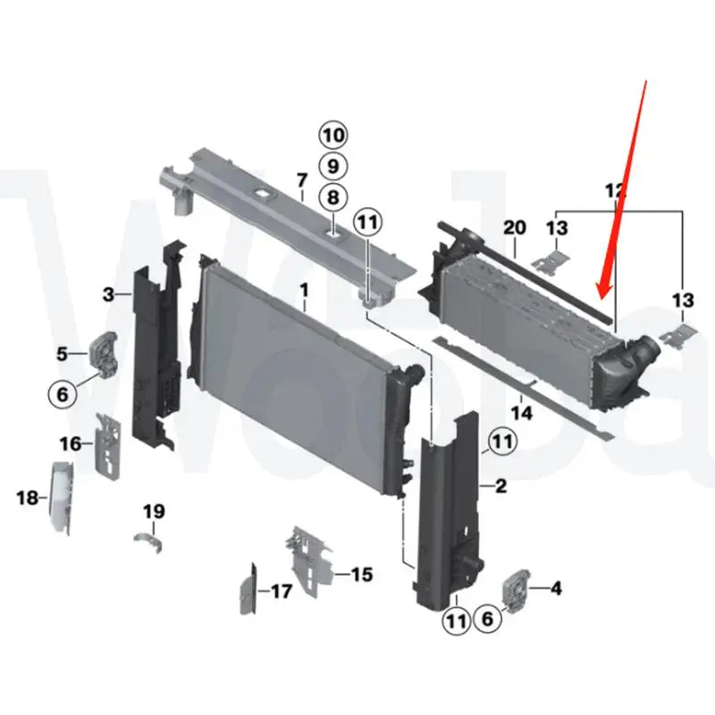 Wooba OE 17117618769 New Aluminum Intercooler Radiator for BMW F10 F11 520I 525I F18 N20 Charge Air Cooler Intercooler