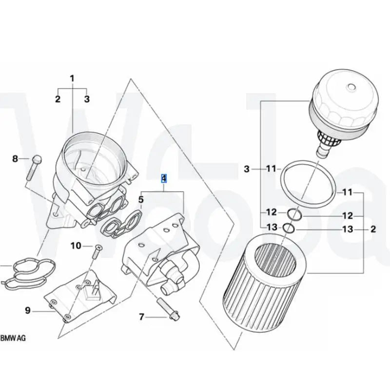 Wooba Car Accessories Engine System Engine Oil Cooler Auto Parts OEM 11427508967 for BMW E46 E60 E81 E87 E90 X3 E83 Z4 E85