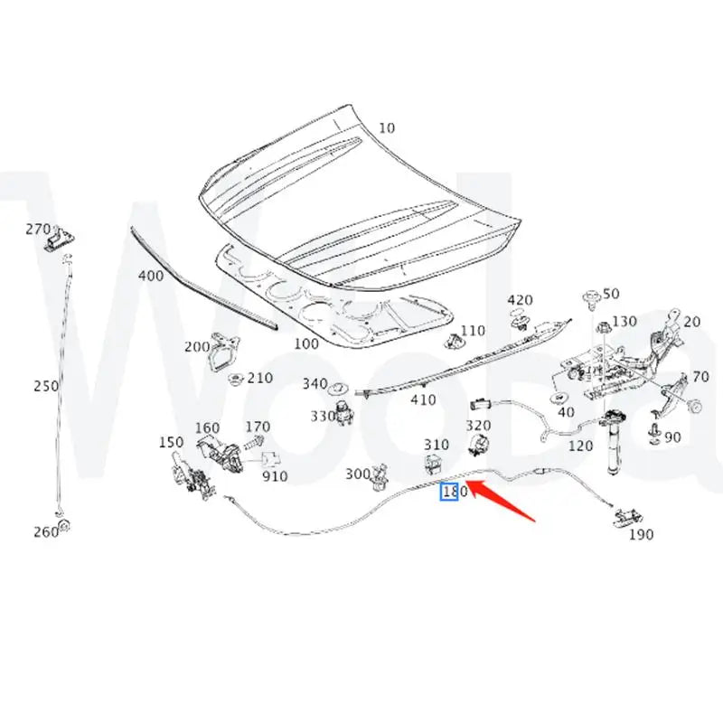 Wooba Engine Hood Release Bowden Cable for Mercedes Benz GLA250 GLA45 CLA250 2468800059 A2468800059 A2468800459 2468800459