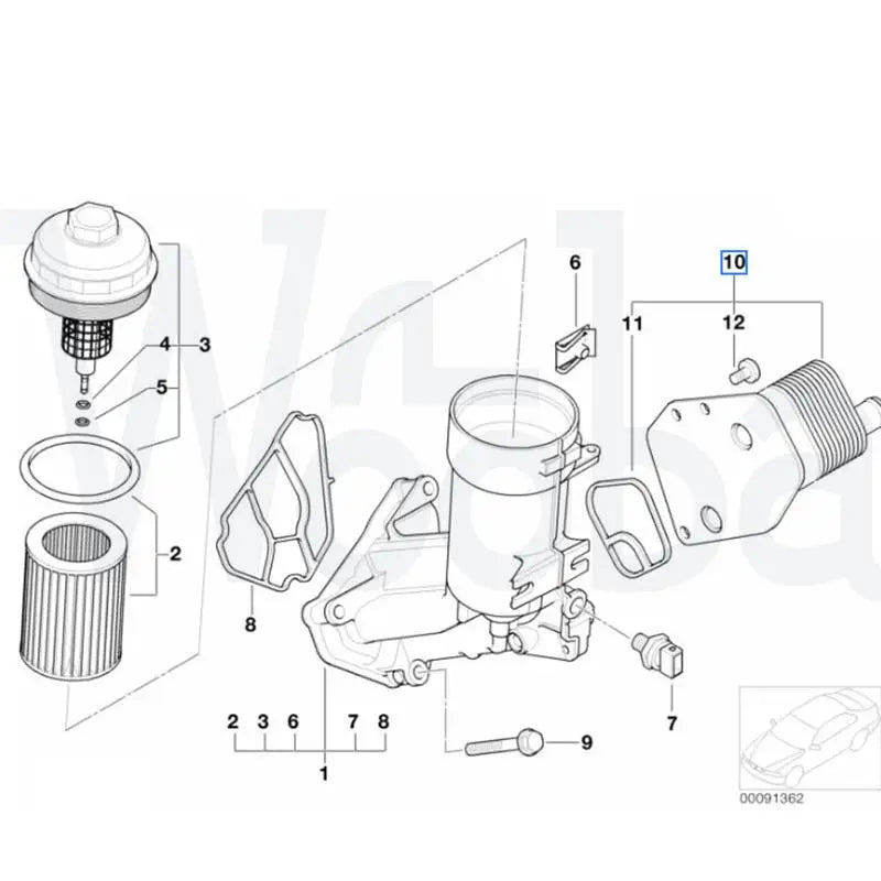 Wooba High Quality Engine Oil Cooler for Bmw E90 3 Series OEM 11427787698 / 5989070102 / 11 427 787 698