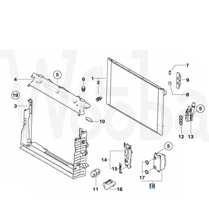 Wooba Cooling System Oil Cooler for BMW E60 E63 525I 525Xi 528Xi 530Xi 550I L6 3.0L V8 4.8L17117534896 17217534896 1721753489602