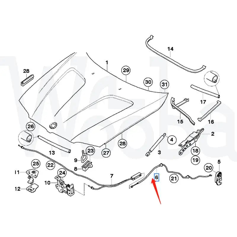 Wooba Auto Parts 51233434665 51223434832 Front Hood Release Cable for BMW X3 E83