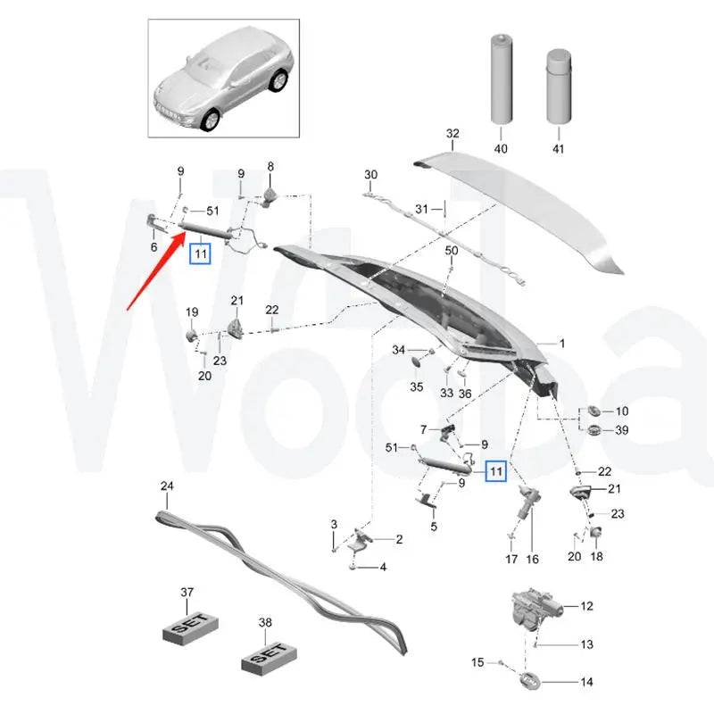 Wooba 95B 827 851B 95B827851B Electric Tailgate Gas Struts Trunk Support Rod for Porsche MACAN 2014-2019