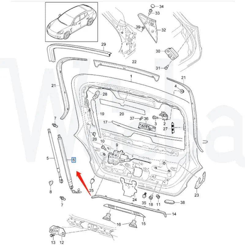 Wooba Rear Electric Trunk Strut Gas Spring for Porsche Panamera 2010-2014 97051257312 97051257314 97051257318 97051257320