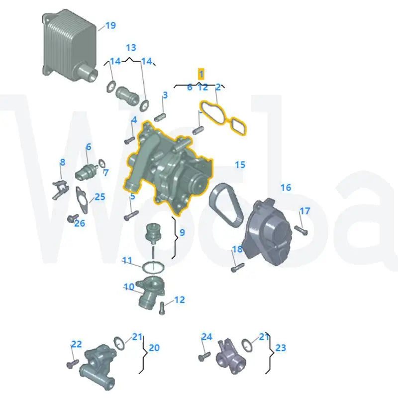 Wooba Water Pump 06H121026DD 06H121026AE 06H121026CM for VW A4 A3 TT Tiguan Jetta Golf Beetle CC 2.0T 06H121026CQ 06H121026CF