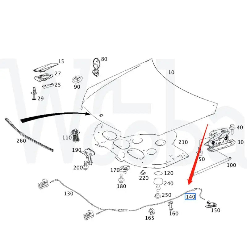 Wooba 2048800559 Automobile Combination Instrument Cable Rear Hood Control Cable for Mercedes Benz X204 C250 C350 C63