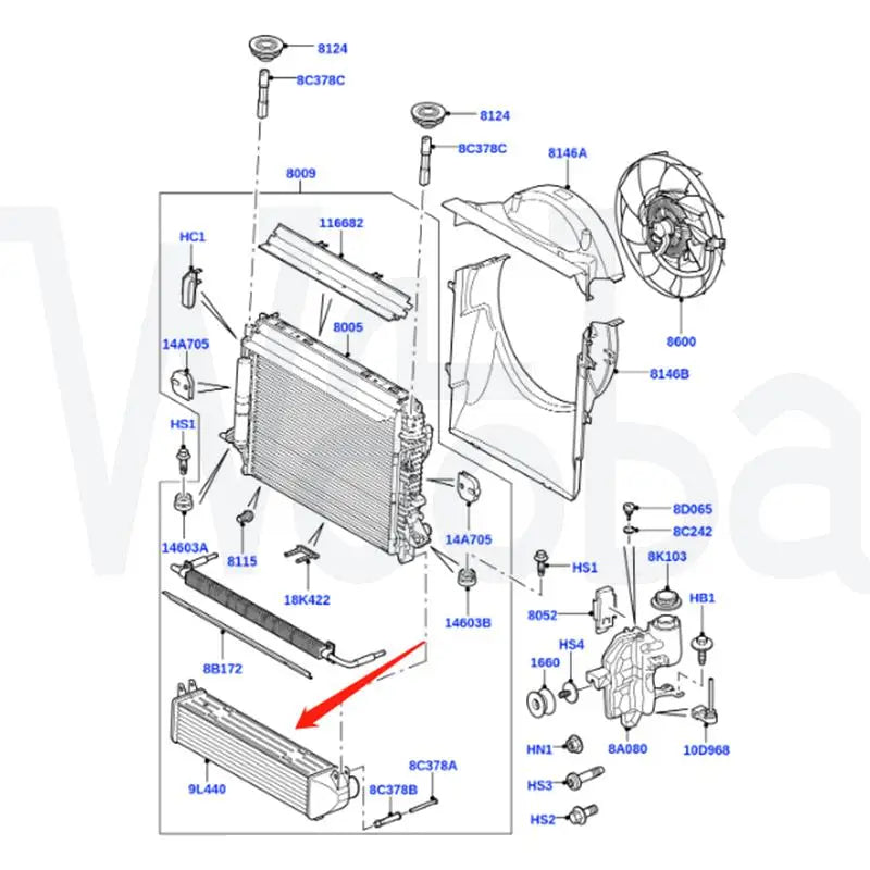 Wooba PML500030 PML500031 Car Aluminum Intercooler for Land Rover Discovery 3/4 2005-2009