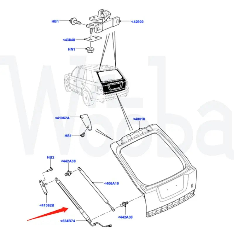 Wooba LR062078 Metal Electric Liftgate Shock Bracket Rod LR051443 for Land Rover Range Rover Sport 2010-2013 Rear LR029900