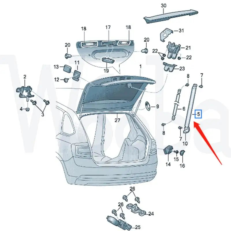 Wooba 5E9827851F 5E9827852F Brand New Electric Pole Gas Spring Tailgate Electric Tailgate Lifting Bracket for Skoda Octavia 2012