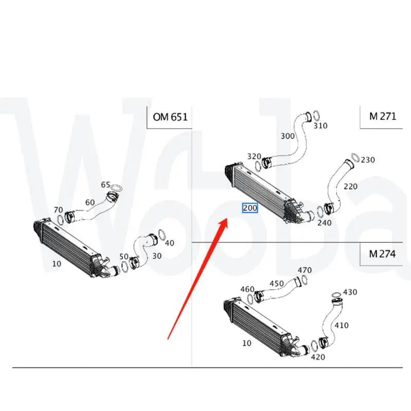 Wooba A2045000000 2045000000 204 500 0000 1Pcs Charger Intercooler Air Cooler Fit for Mercedes Benz W204 09-14