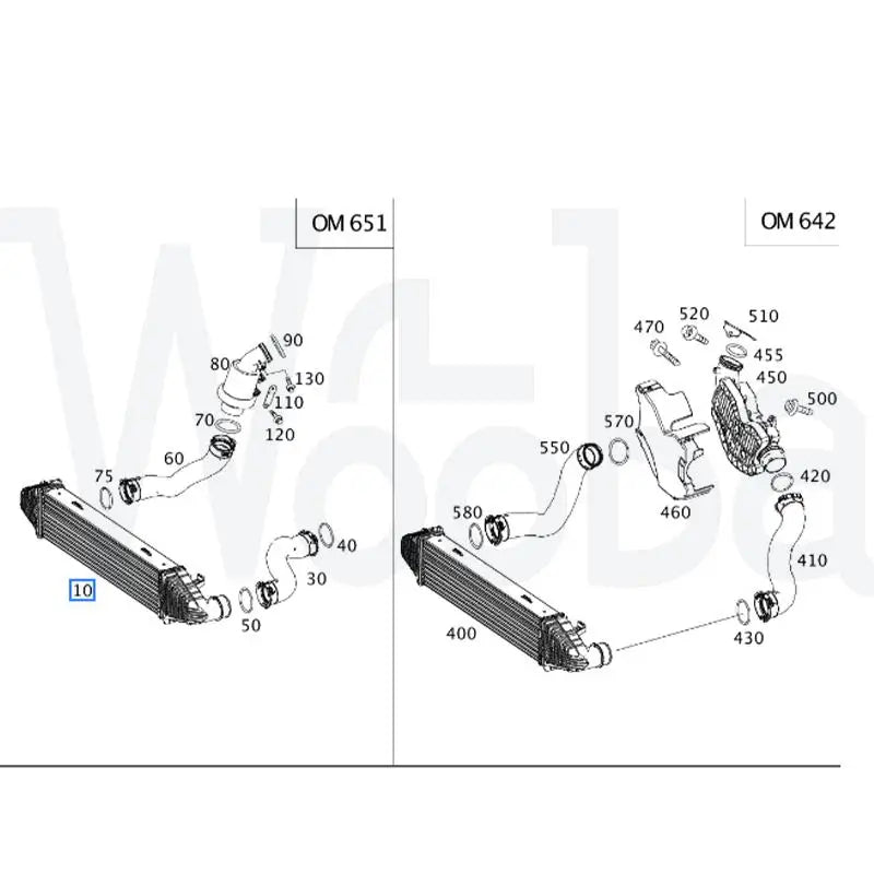 Wooba E151 Intercooler Charge Air Cooler for Mercedes-Benz C250 SLK250 2012-2013 2045000100 A2045000100 204 500 01 00