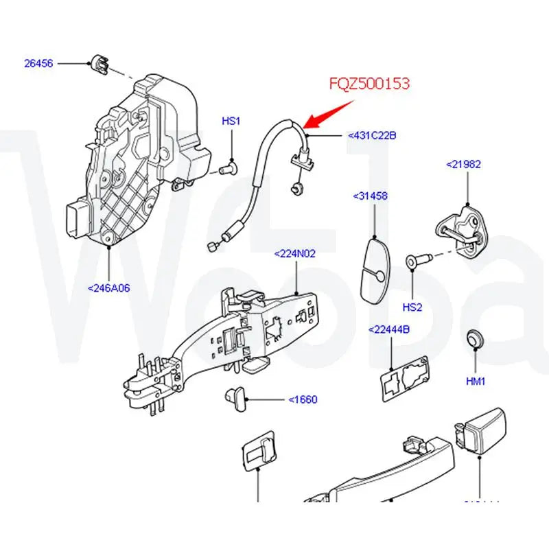 Wooba FQZ500153 Rear Car Door Lock Exterior Cable for Land Rover Range Rover Sport 2005-2013 Auto Door Release Control Cable