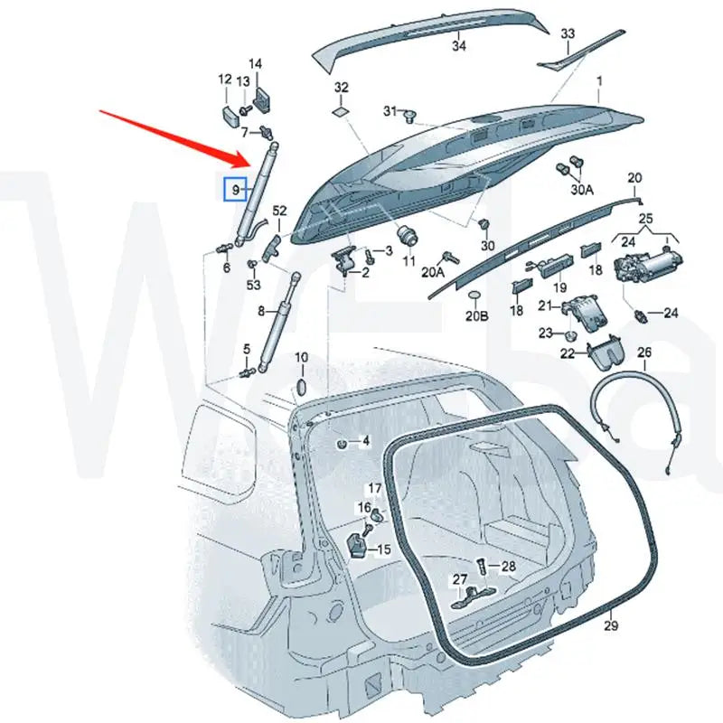 Wooba 3V9827851B 3V9827852B Brand New Electric Pole Electric Tailgate Lifting Bracket for Skoda Superb III 2015-2020