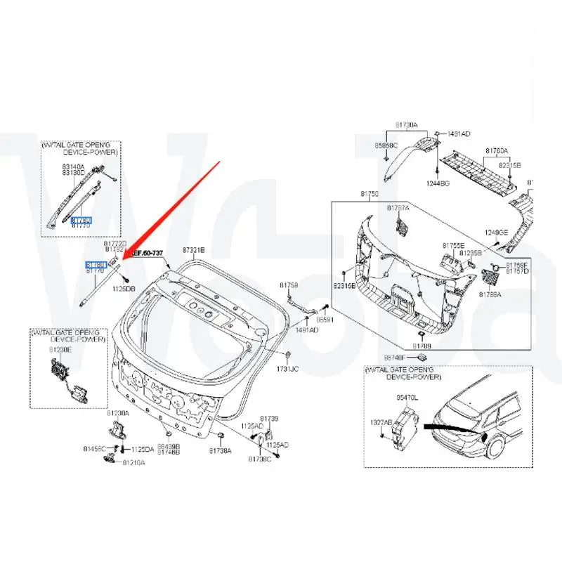 Wooba 817703Z100 817803Z100 Brand New Spring Tailgate Electric Tailgate Lifting Bracket for Hyundai I40 2008-