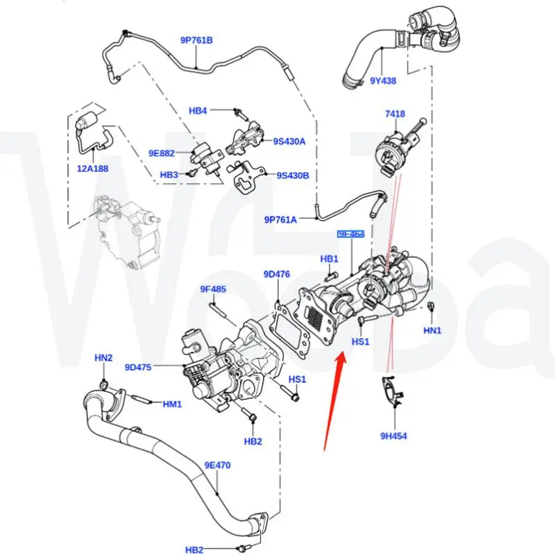 Wooba EGR Cooler for LR Freelander 2 LR Evoque Discovery Sport Exhaust Gas Recirculation Valve Cooler Original LR022354 LR057662