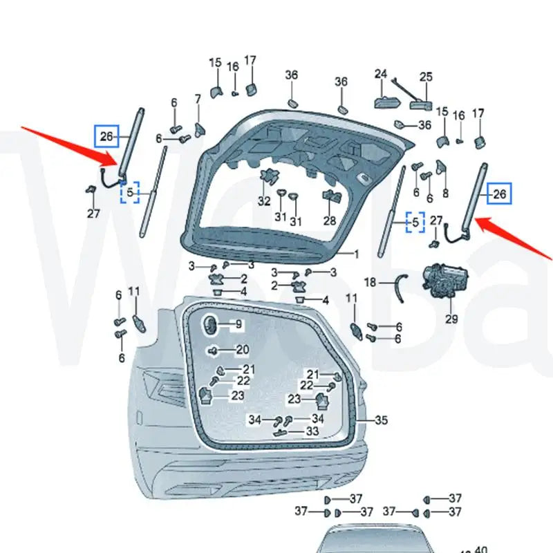 Wooba 57D827851A 57D827851 57D827852 Brand New Electric Pole Electric Tailgate Lifting Bracket for Skoda Karoq 2018-