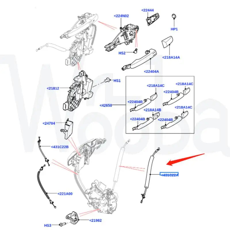 Wooba Front Interior Handle Door Lock Latch Release Cable LR025412 LR079195 LR075756 for LAND ROVER Range Rover Evoque 12