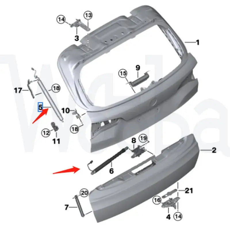 Wooba 51249482800 Left Right Tailgate Spring Strut 51249482804 Spindle Drive Tailgate Bottom Rear for BMWX5 G05 2009-2021