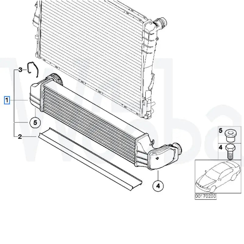 Wooba 17517793370 E121 Intercooler Charge Air Cooler for BMW E46 318D 320D 330D E53 X3 Diesel