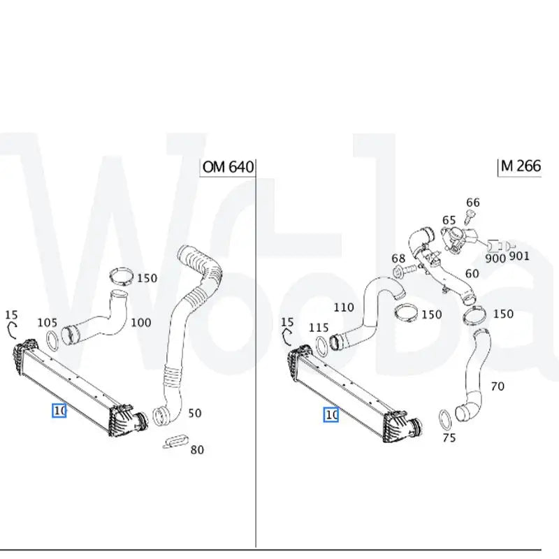 Wooba Mercedes-Benz a B W169 W245 Intercooler Air Charge Cooler Radiator A1695000000 a 169 500 00 00 A1695000900