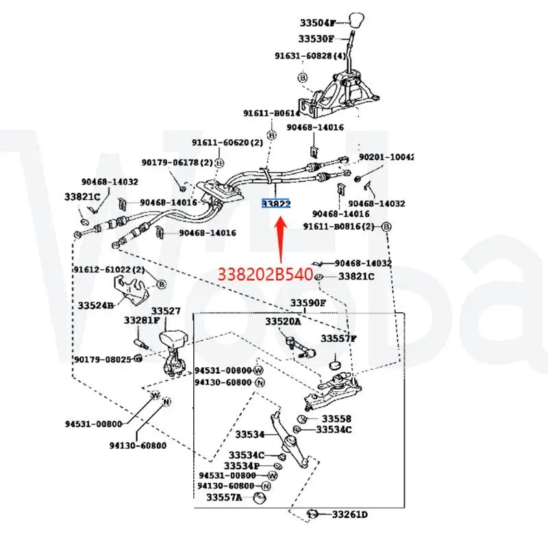 Wooba OEM 33820-2B540, ZZT230, ZZT231 Shifter Cable Manual 5MT 6MT Replacement Fit for 2000-2005 Celica