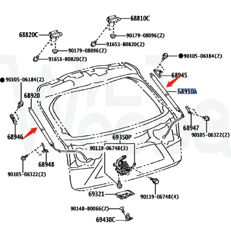 Wooba Rear Left Right Electric Tailgate Lift Struts 6892048031 6891048071 6892048080 6891048100 for Lexus RX350 Rx450H 2015