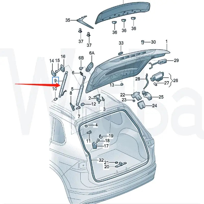 Wooba 56H827851 Brand New Electric Pole Gas Spring Tailgate Electric Tailgate Lifting Bracket for Skoda KODIAQ GT 2019-2022